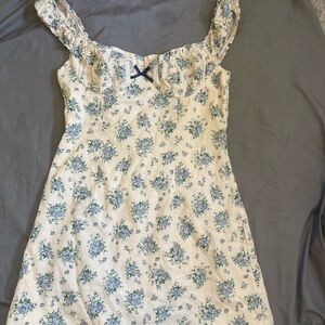 Cider Blue Floral Mini Dress with Ruffle Straps